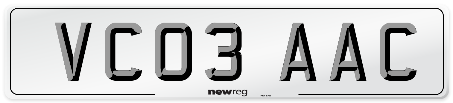 VC03 AAC Number Plate from New Reg